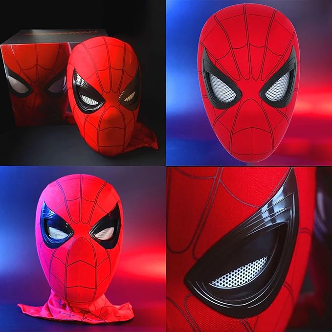 3D Spide Mask with Moving Eyes, Jaw Motion Activated Blinking Eyelid Spide Head Cover, Cosplay Costumes Mask