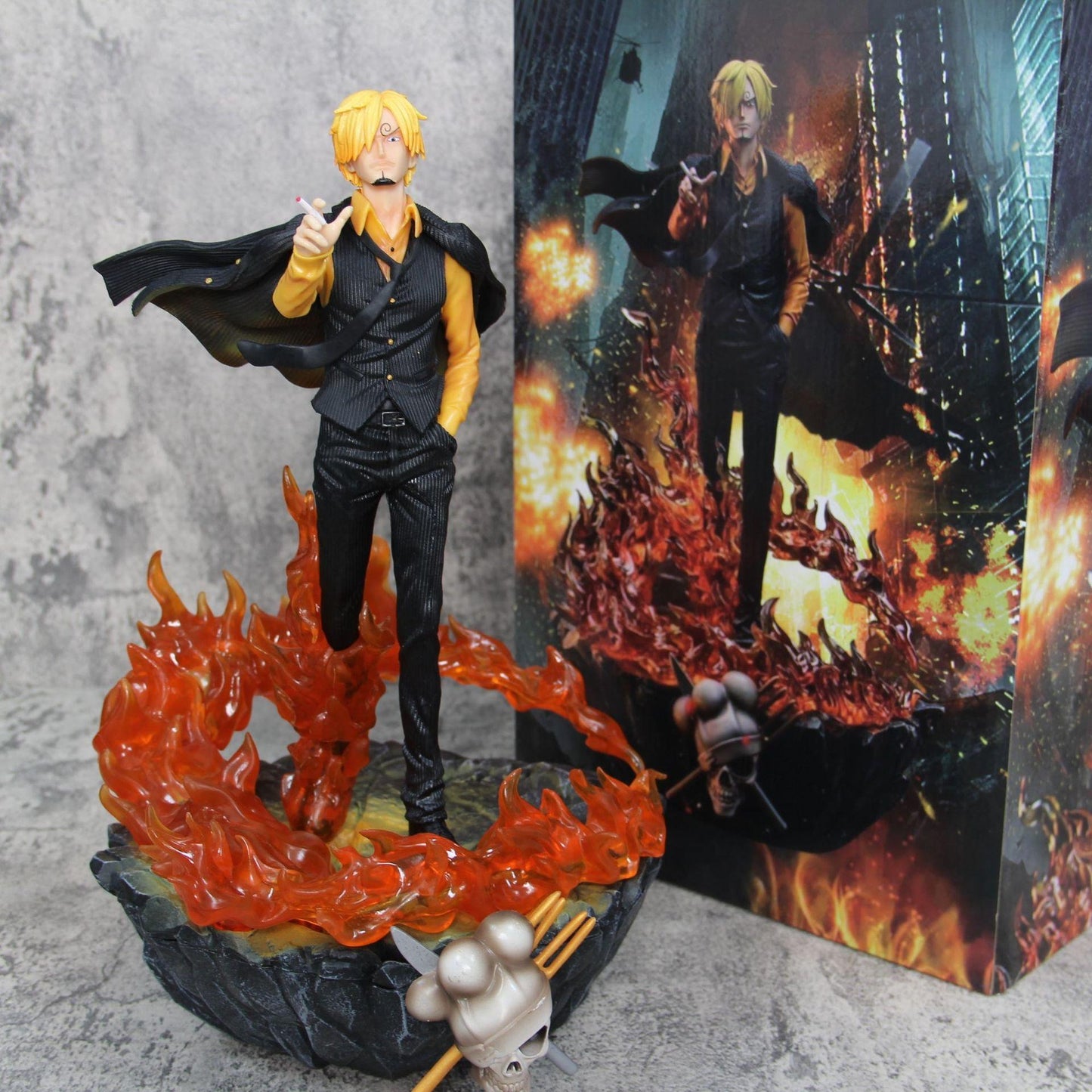 One Piece Three Fighting Blood Sanji Action Figure Luffy Sauron Illuminated Scene Statue Anime Figure | 40 CMS |