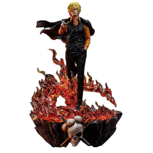 One Piece Three Fighting Blood Sanji Action Figure Luffy Sauron Illuminated Scene Statue Anime Figure | 40 CMS |