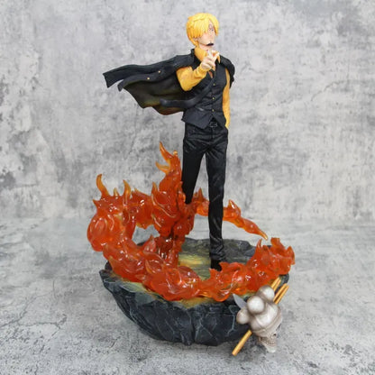 One Piece Three Fighting Blood Sanji Action Figure Luffy Sauron Illuminated Scene Statue Anime Figure | 40 CMS |
